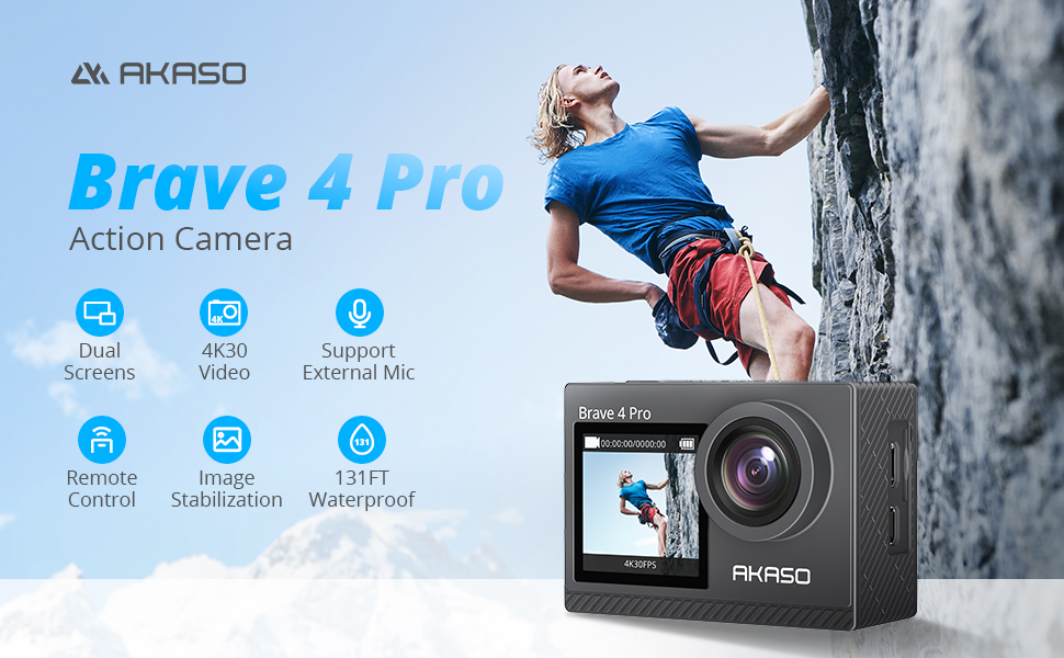 AKASO Brave 4 Pro 4K30FPS 131ft Waterproof Action Camera