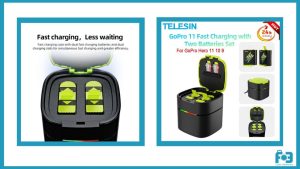 TELESIN GP-FCK-811 2-Slot Fast Charging Box And 2Pcs Battery Kit For GoPro Hero 11/10/9