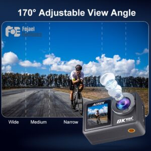 Ausek AT-M86TR 8K Ultra HD WiFi Dual Screen Waterproof Action Camera